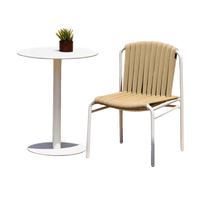 Ensemble table et chaises rondes en rotin pour extérieur, style minimaliste moderne, chaise de salle à manger en rotin tressé design, chaise de bistrot, style loisirs