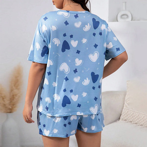 European and American Style Pajamas Casual Women <strong>Pyjamas</strong> Summer Plus Size Sweat Uptake T-shirt Shorts Sleepwear - Product Image 2
