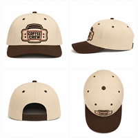 Casquette Snapback Unisexe à Faible MOQ en Sergé de Coton, Visière Plate Courante, Broderie Personnalisée pour Gobelets à Emporter, Échantillonnage Rapide, Idéale pour les Détaillants de Cafés