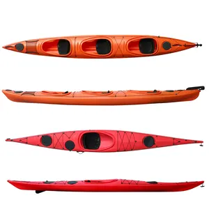 Chinese manufacturer ocean rotational 3 person fishing sit in sea kayak with paddle for sale