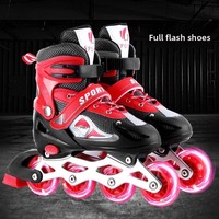 Vente directe d'usine, patins à roulettes pour enfants, sport de plein air, roues en PVC à une rangée, tissu en maille PU réglable, roues lumineuses, pour garçons