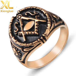 Bague d'insigne maçonnique en acier inoxydable 316 avec zircon, bijoux unisexes pour mariage, anniversaire, fête - Product Image 1