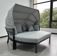 Ensemble de canapé-lit de jardin en métal moderne avec rotin en PE pour l'extérieur et le jardin