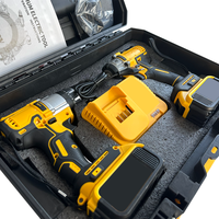 Kit combiné perceuse et visseuse à chocs sans fil 20V, outils électriques sans balais avec 2 batteries, mallette rigide, OEM Metals