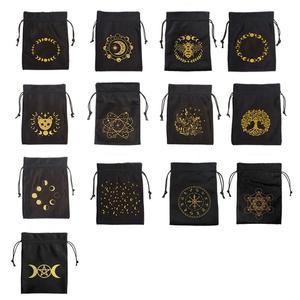 Yeni çift ipli flanel <span class=keywords><strong>Tarot</strong></span> çantası kadife kristal saklama çantası kabarık pamuk büzme ipi zar ve kart oyunları için - Product Image 5