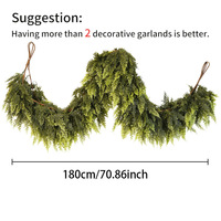 Guirlande de Noël artificielle en cèdre de 180 cm x 270 cm, verdure réaliste, feuillage de cèdre pour cheminée, manteau de cheminée, escalier, porte