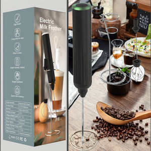 Mousseur à lait électrique en acier inoxydable avec support pour café <span class=keywords><strong>et</strong></span> thé, outils de préparation de café <span class=keywords><strong>et</strong></span> de thé en boîte, y compris un moulin - Product Image 4