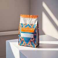 Op maat gedrukte koffiezak met ventiel, aluminiumfolie, mylar, staande pouch, matte afwerking, 250g, 500g, 1kg koffiebonenverpakking