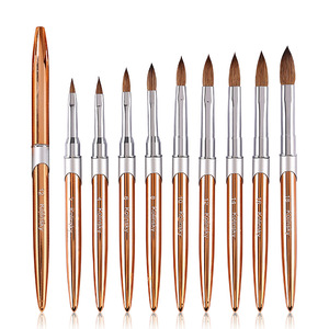 Pinceau à ongles 100% Kolinsky, manche en métal, pinceau pour peinture à la poudre acrylique, professionnel, pour salon de manucure, fournitures pour nail art, en vrac - Product Image 1