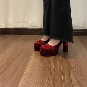 2026 Spring <b>Red</b> Fashion High <b>Heels</b> Daily Wear Elegant <b>Heels</b> Matching Dresses for Women - Product Image 3