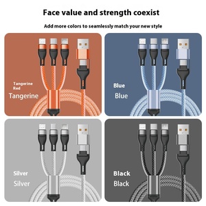 4-Trong-1 Đa Chức Năng Nylon Bện USB-C Loại C Cáp Dữ Liệu 6A USB Sạc Cho Máy In <span class=keywords><strong>Android</strong></span> Máy Tính 4-Trong-1 Điện Thoại Di Động - Product Image 3