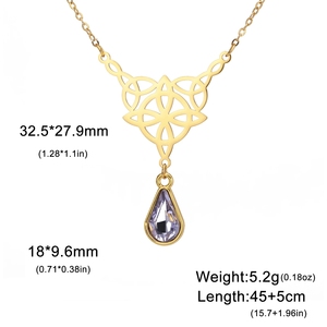 Vintage <strong>Irish</strong> Celtic Witch Knot Necklace Stainless Steel Crystal Water Drop Pendant <strong>Jewelry</strong> Women Valentine's Day Gifts - Product Image 4