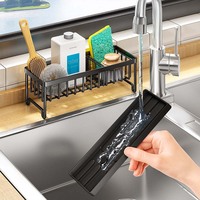 Support de rangement pour évier en acier inoxydable, organisateur de comptoir de cuisine, porte-éponge, porte-brosse à récurer, support pour torchons - Offre Spéciale