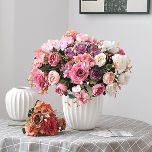 ช่อดอกกุหลาบประดิษฐ์ กลีบดอกฝ้าย สีขาวชมพู ตกแต่งบ้านงานแต่งงาน - Product Image 4