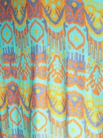 Abaya noire ample à imprimé Ikat turquoise avec ensemble hijab pêche, robe abaya musulmane modeste pour femme, tenue islamique décontractée