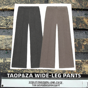 Pantalones Anchos Elásticos de Cintura Media con Estampado Vintage para Mujer TAOP&ZA, 100% Poliéster, Ecológicos, Transpirables, Moda Otoñal - Product Image 2