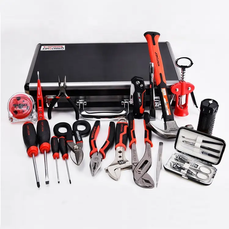 23PCS hand tool kit repairing General Household Hand Tool Kit with Plastic Toolbox