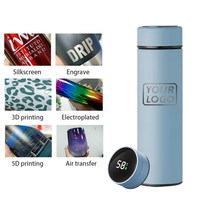 Bouteille d'eau isotherme intelligente en acier inoxydable 500 ml avec affichage tactile de la température, écologique, classique, numérique, sous vide, pour boissons chaudes