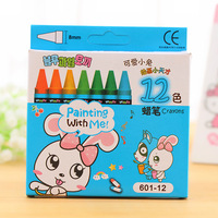 Crayons de cire lavables non toxiques pour enfants, 12 couleurs, motif lapin de dessin animé, pour tout-petits et préscolaires, fournitures de dessin en gros