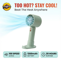 Ventilateur portable sans pales pour camping et usage domestique, avec réglage à 100 niveaux, rechargeable par USB, faible bruit, batterie incluse