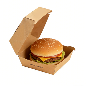 Cajas de Cartón Kraft Marrón Personalizables al por Mayor para Hamburguesas, para Comida Rápida para Llevar, Restaurantes y Empaque de Comida Callejera - Product Image 1