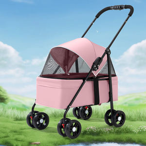 Poussette pliable légère à quatre roues pour animaux de compagnie, style élégant et luxueux, portable pour chats et chiens, idéale pour les sorties – Nouveauté 2025, Vente Flash - Product Image 2