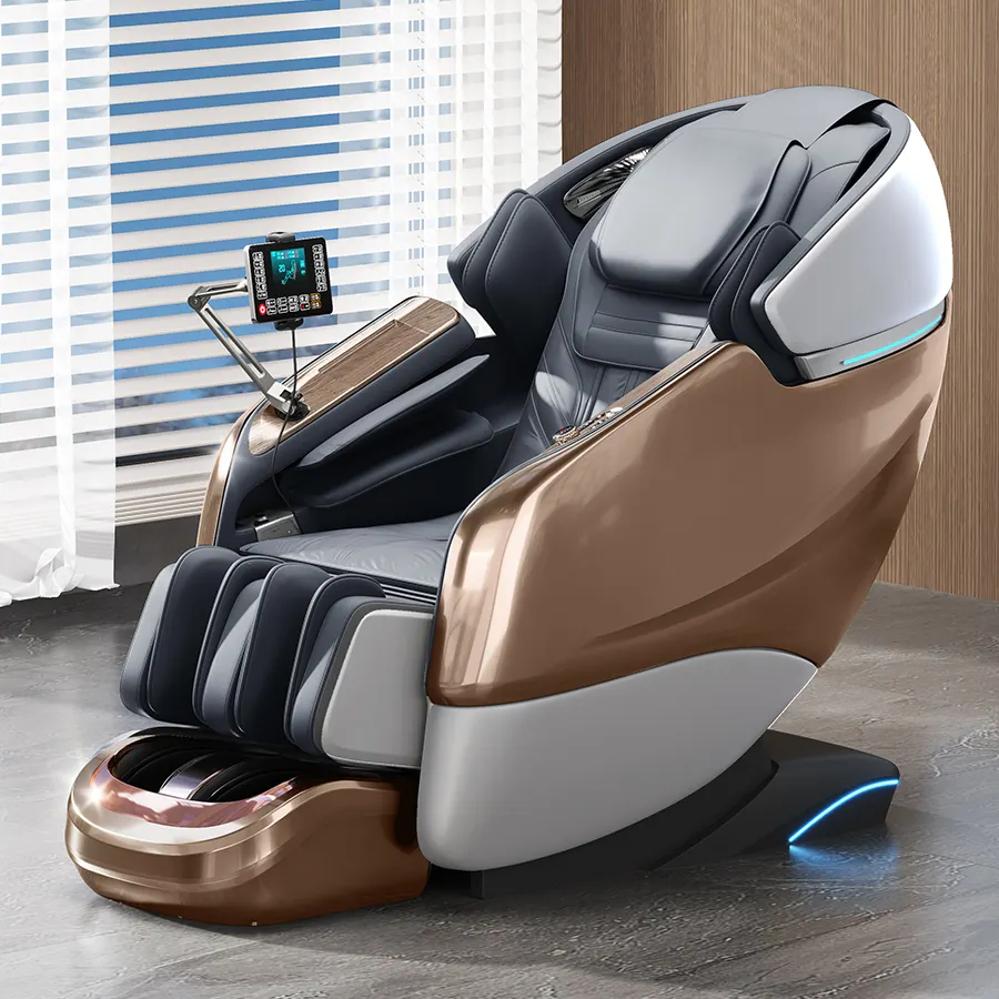 تصميم جديد لكرسي تدليك فاخر ثلاثي ورباعي الأبعاد من شركة التصنيع لعام 2024 مع كرسي تدليك بالرأس