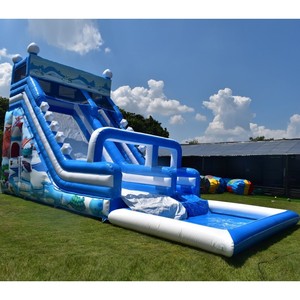 Glissade gonflable d'hiver avec <span class=keywords><strong>piscine</strong></span> hermétique pour la <span class=keywords><strong>campagne</strong></span> |   Équipement de jeu gonflable commercial bleu et blanc - Product Image 1