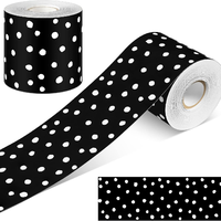 Bande décorative noire à pois pour tableau d'affichage, facile à découper, pour la maternelle et l'ornement de cadre photo à domicile