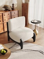 Fauteuil de salon moderne de luxe nordique en velours rembourré avec accoudoirs en bois massif, éponge blanche, pour la détente dans le salon, la chambre ou la salle de séjour