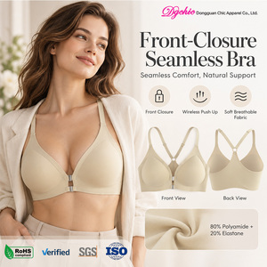 Sujetador Deportivo Sin Varillas con Cierre Frontal, Cobertura Total y <span class=keywords><strong>Espalda</strong></span> Cruzada en V Profundo para Mujer - Product Image 1