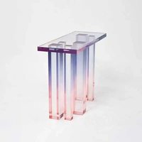 Table d'appoint moderne en acrylique dégradé, style luxe léger, minimaliste et créative, transparente, pour appartement et salon