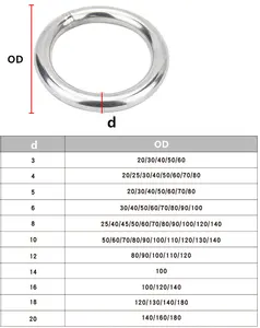 20mm - 180mm Stainless Steel 304 Seamless Solid Round Welded O Ring
