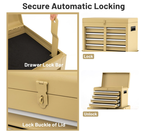 Outils Coffre à outils roulants de 20 pouces avec établis à 5 tiroirs en acier inoxydable et <span class=keywords><strong>bois</strong></span> Armoire de rangement verrouillable <span class=keywords><strong>sur</strong></span> roues - Product Image 4