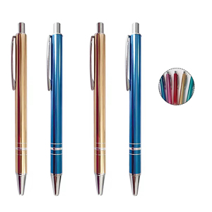 Stylos à bille en aluminium promotionnels en gros avec impression publicitaire et logos personnalisés pour la papeterie scolaire et de bureau - Product Image 1