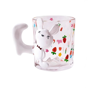 Caneca de Vidro 3D de Animais Fofos: Gato e Coelho Kawaii com Alça de Cauda para Crianças, Meninas e Presentes - Product Image 4