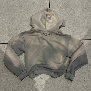 Custom <strong>Manufacturer</strong> Sun Faded Distressed Embroidery Zipper Streetwear Acid Wash Men Zip up Heavyweight Rhinestone <strong>Hoodie</strong> - Product Image 2