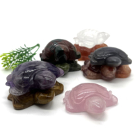 Vente en gros en vrac de pierre cristal tortue cristal sculpture pour la décoration de la maison Collection amour naturel Feng Shui image JIA gravure