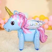 Balon Unicorn Berdiri Sendiri 3D Pelangi Kuda Unicorn Balon Film Aluminium Kartun Unicorn Foil Dekorasi Ulang Tahun