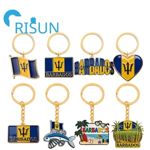 Llavero de Metal con <span class=keywords><strong>Bandera</strong></span> Nacional de <span class=keywords><strong>Barbados</strong></span>, Trípode Caribeño, Esmalte Personalizado al por Mayor, Recuerdo - Product Image 1