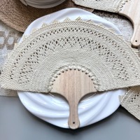 Éventails en paille tressée vintage élégants avec manche en bois, faits main sur mesure, style bohème chic, pour décorations de mariage, cadeaux d'événements, faveurs de mariage et décoration intérieure