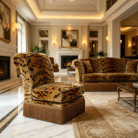 Fauteuil d'appoint en velours style Art déco vintage pour salon, mobilier d'hôtel, imprimé animal (tigre, léopard, zèbre), fauteuils pour hall d'entrée