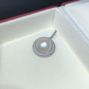 Mabei World – boucles d'oreilles en argent S925 avec perles Akoya, clous ronds de 16mm avec halo de diamants pour femmes, bijoux de mariage - Product Image 3