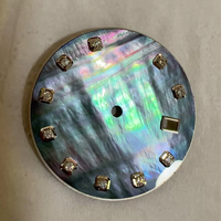 Cadran en nacre noire naturelle haut de gamme incrusté de moissanite, diamètre du boîtier de 36 mm, cadran rond avec fenêtre de date