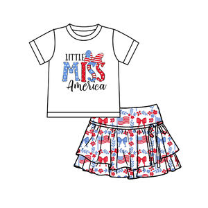 Conjunto de Falda con Estampado de Bandera del 4 de Julio para Niña, Modelo GSD3744, Venta al por Mayor, Ropa de Verano sin Mangas para Niñas - Product Image 4