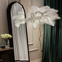 Lampes sur pied Art Déco pour salon, lumière d'intérieur debout, lumière d'angle en résine, lampe sur pied à plumes d'autruche LED