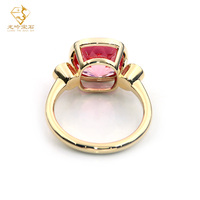 Feiner Schmuck Drei-Steine-Design 14K Massivgold Labor Sakura Rosa Saphir Diamant Seitensteine Mädchengeschenk Verlobungs-Ehering