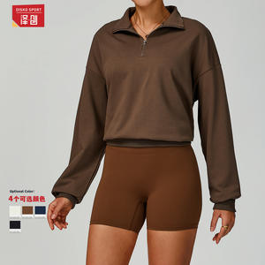 Sweat à capuche zippé pour femme, couleur chocolat, coupe ample, coupe-vent, chaud, idéal pour la course, le fitness et le yoga - Product Image 2