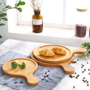 Plateau à pizza rond en bambou 6 et 9 pouces, planche de service en bois pour pain et pizza, usage restaurant - Product Image 1