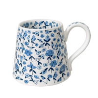 Mug rétro en porcelaine bleu et blanc, élégant et portable, pour café, petit-déjeuner, lait, bureau